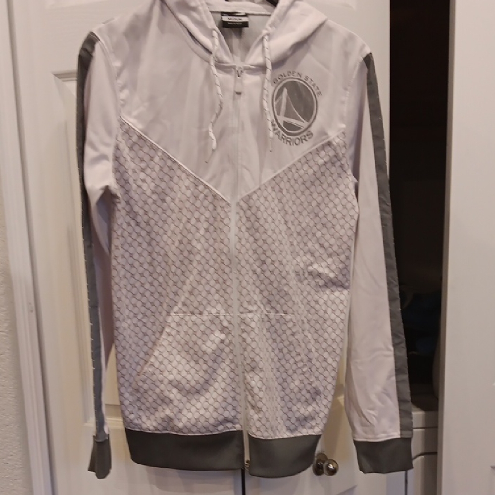 Unisex NBA Golden Gate Warrior Hoodie Jacket White and Gray Accents..Size M